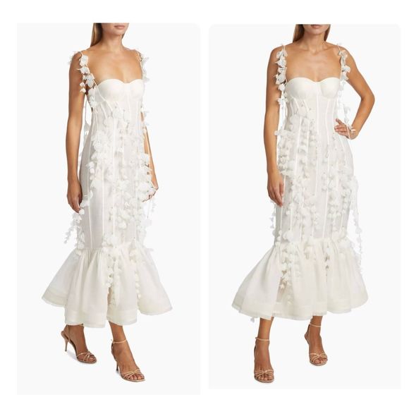 Zimmermann Petal Appliqué Linen-Silk Corset Gown Size Size AU 0 (US 4) $1950 - Picture 1 of 14